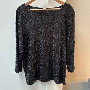 J.crew Black Sequin Top women’s size Xl